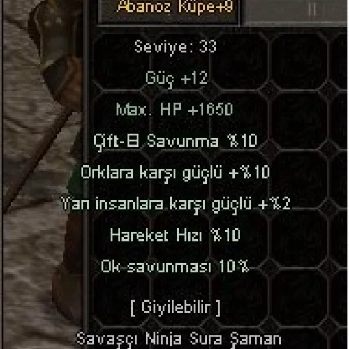 +9 abanoz küpe 5 efsun